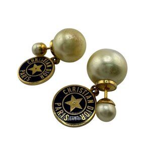 Christian Dior Tribal Earrings White